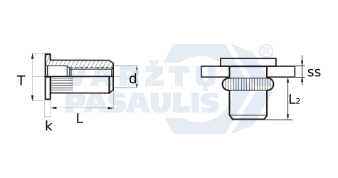 Varžtų pasaulis: Kniedė-veržlė M8-Pl/Zn, rifliuota, FTC-Z, RIVIT