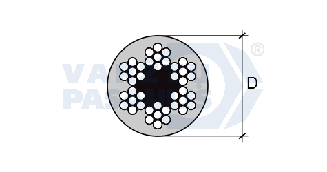 5/07×18 6/07×6 Varžtų pasaulis: Trosas dengtas plastiku d5-Zn (6x7 FC) [m]