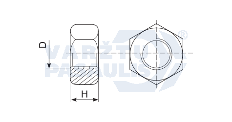 Varžtų pasaulis: ISO4032/DIN934 M6-A2 (Veržlė) [vnt.]