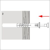 Įdedamas kaištis į kiaurymę